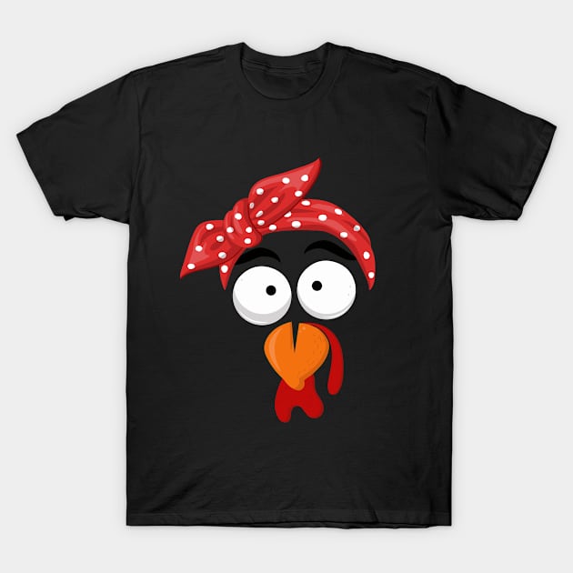 Turkey Face Headband Womens Happy Thanksgiving Day T-Shirt by Creative Design